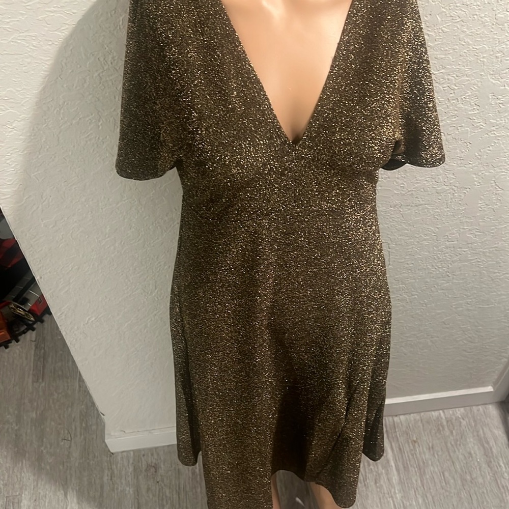 A gold sparkling dress